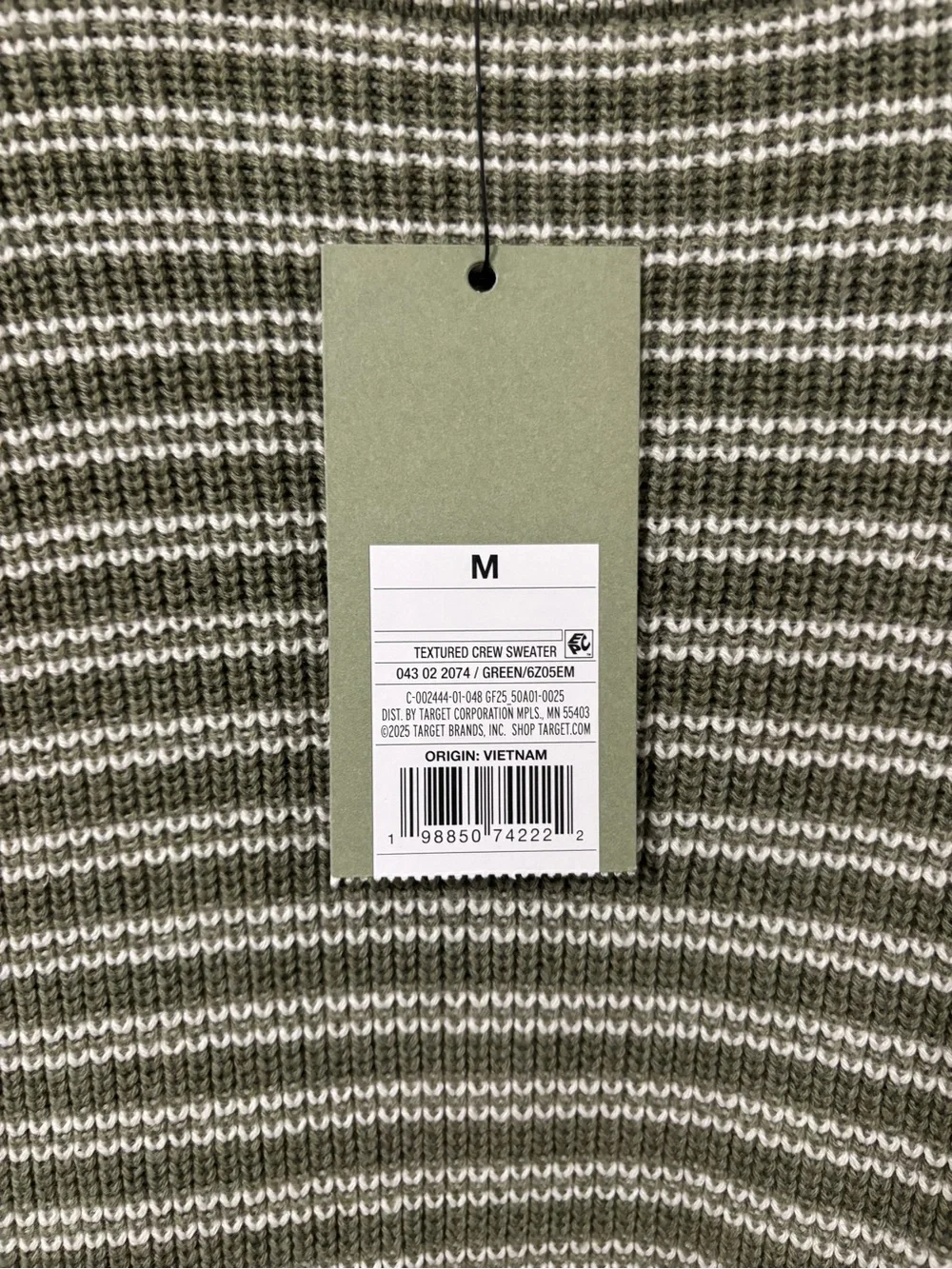 Goodfellow & Co Olive and White Striped Crewneck Sweater